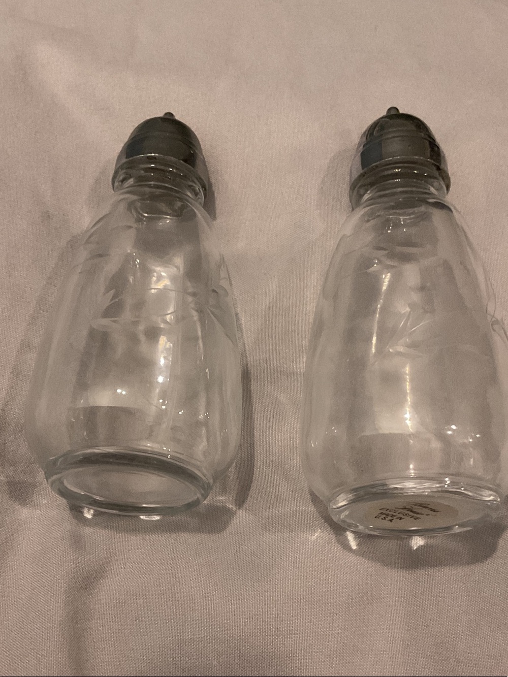 Princess House Clear Glass Salt and Pepper Shakers with Silver Tops